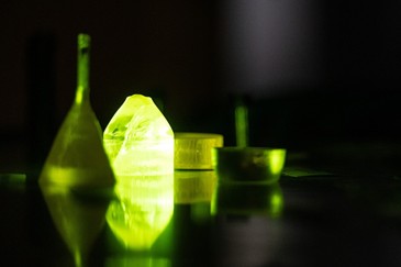 A selection of inorganic scintillator crystals. Credit: René Volfík - Institute of Physics of the Czech Academy of Sciences. Reproduced under CC BY-SA 4.0 licence