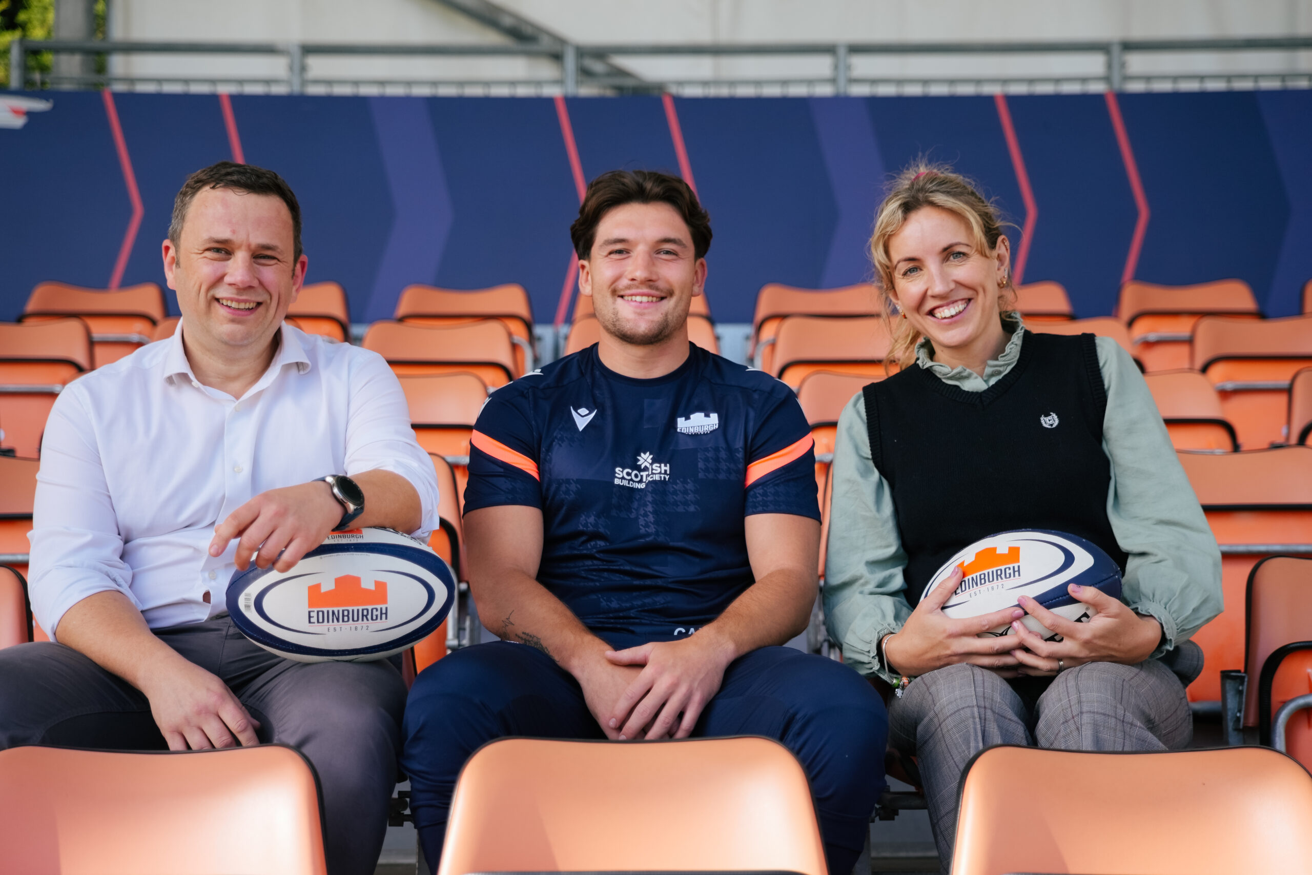 Roger Fenske (EI CEO), Cammy Scott (Edinburgh Rugby Player), CJ Seller (Head of Marketing, Techcomp Europe)