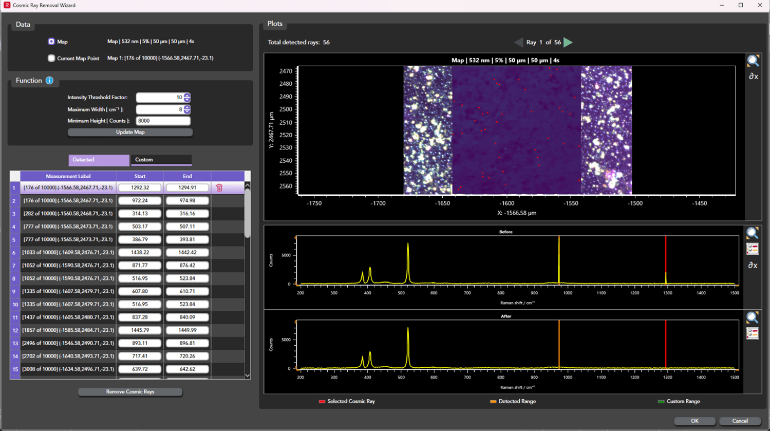 Cosmic Ray Removal in Ramacle software