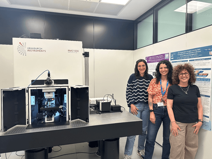 Fondazione Bruno Kessler Researchers, Dr Rossana Dell’Anna, Dr Elena Missale and Dr Elena Nieto Hernández and their RMS1000 with Hanbury Brown-Twiss Interferometer.