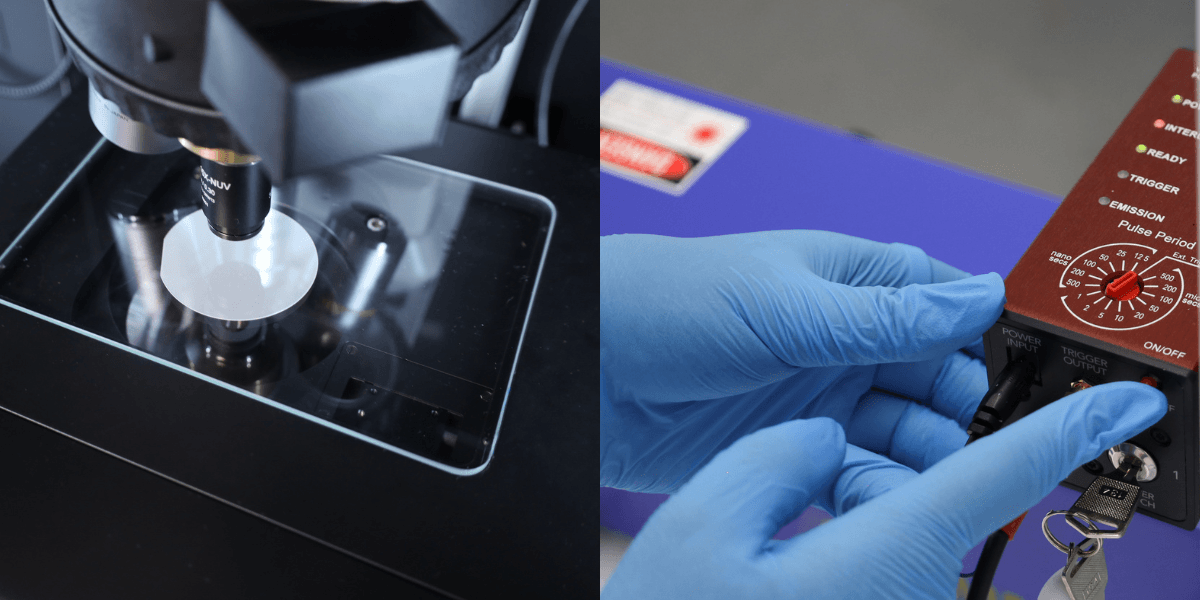close up of microscope and excitation source for considering how to choose the best raman microscope 